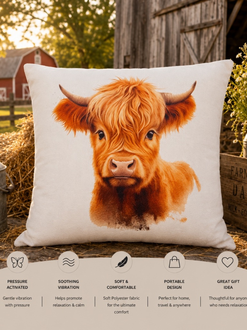 Highland Cow #2 Pressure Activated Massage Pillow
